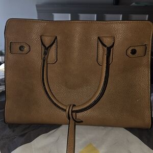 a new day Tan Pebbled Satchel Tote